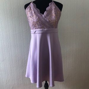 Francesca’s lavender cross cross top lace dress
